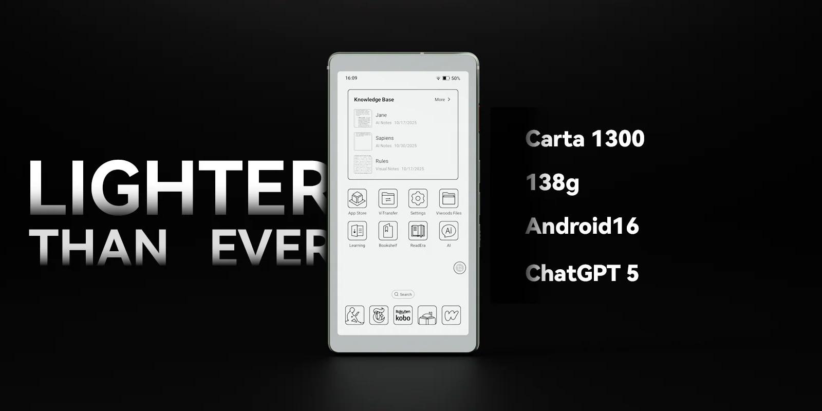 viwoods Al Paper Reader SE08 4G回線対応 Электронная книга в формате смартфона с 4G и Android 16