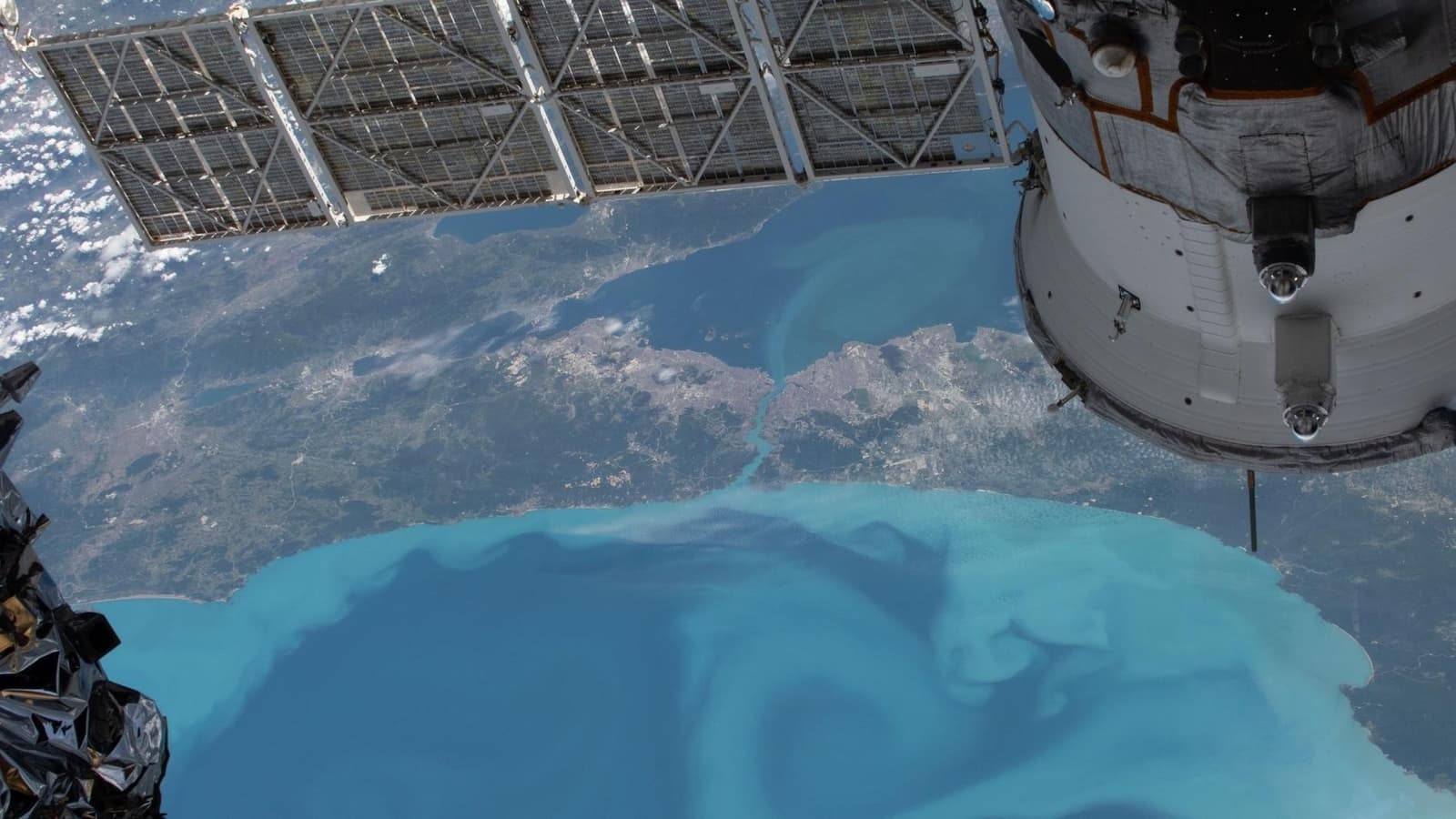 NASA показало бирюзовое цветение планктона в Чёрном море