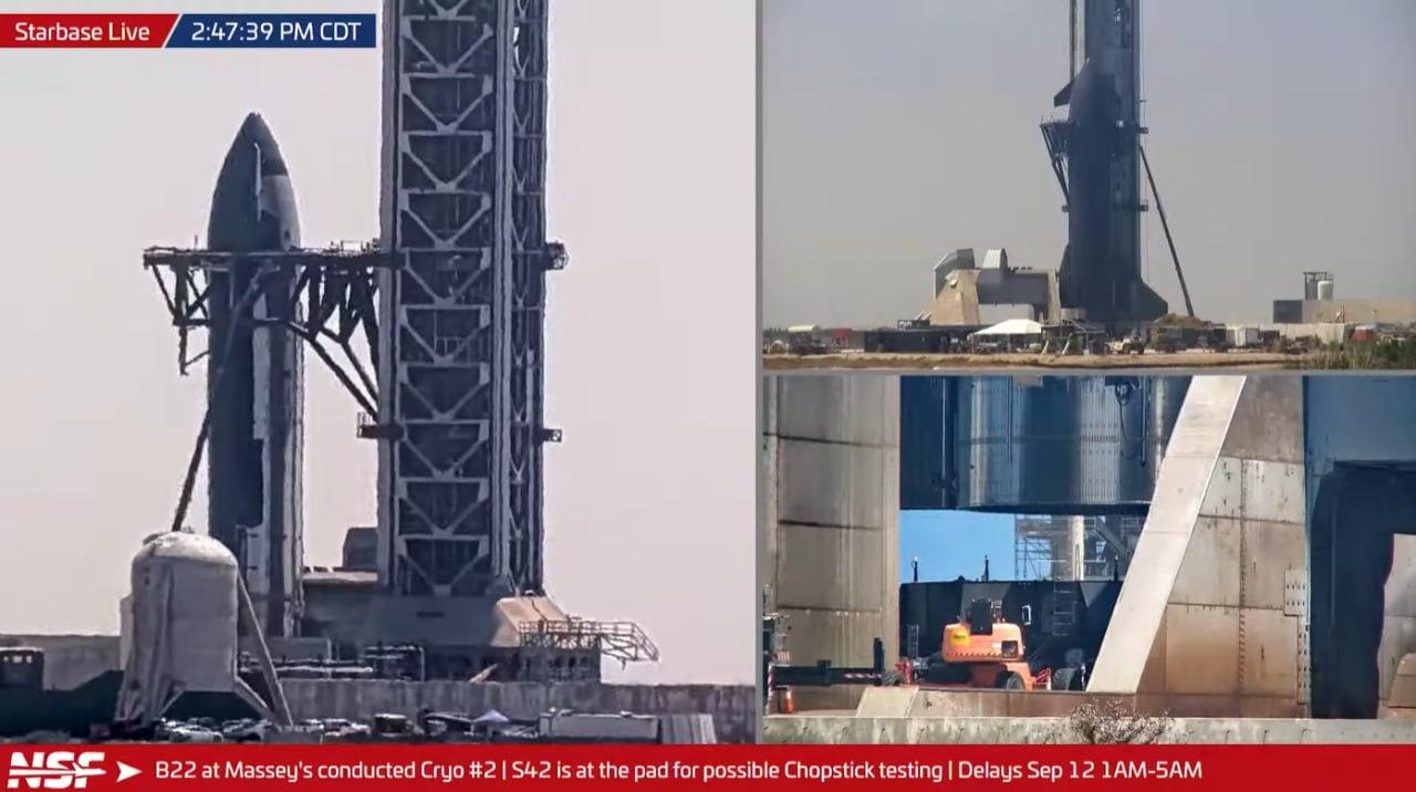 Следующий Starship подняли «палочки для еды» Mechazilla: корабль готовятся ловить после возвращения