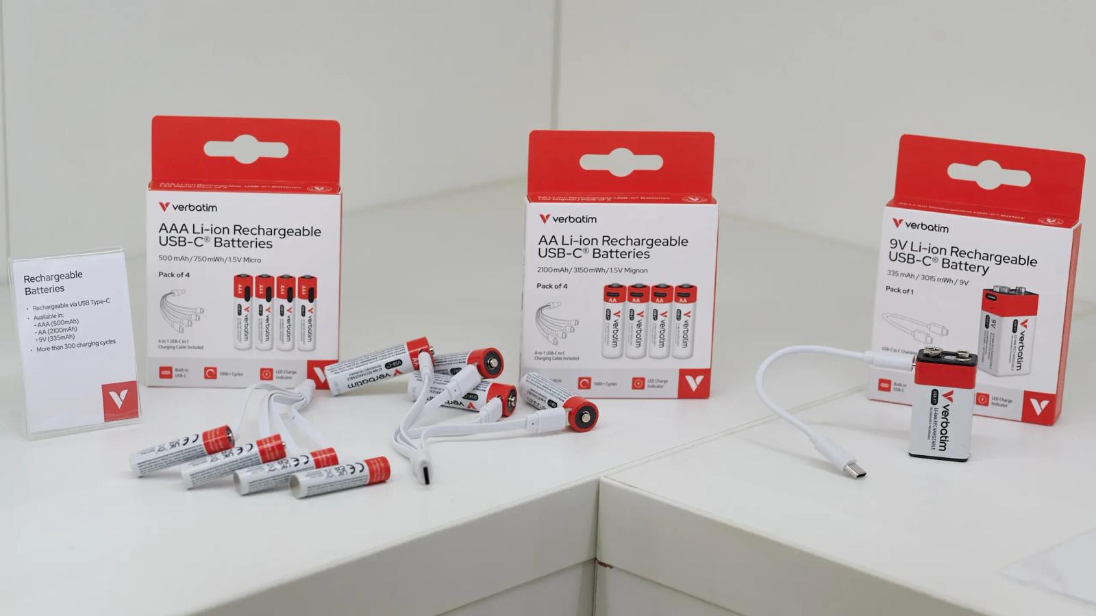 Verbatim выпустила аккумуляторы AA и AAA со встроенной зарядкой USB-C