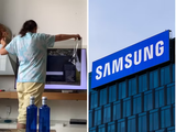 Женщина решила снять «защитную плёнку» с экрана телевизора Samsung, а это была часть дисплея
