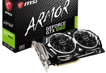 3D-карта MSI GeForce GTX 1060 6GB Armor OC оснащена памятью GDDR5X