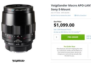 Объектив Voigtlander Macro APO Lanthar 110mm f/2.5 стоит 1099 долларов