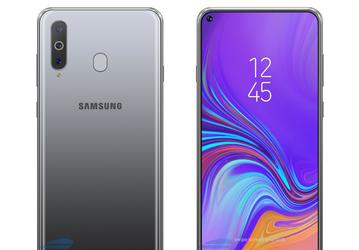 Качественное изображение смартфона Samsung Galaxy A8s позволяет оценить размеры отверстия для фронтальной камеры