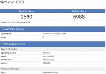 Новинка Vivo получила SoC Helio P70