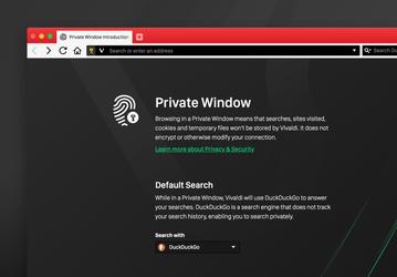 Браузер Vivaldi в приватном режиме использует по умолчанию поисковую систему DuckDuckGo