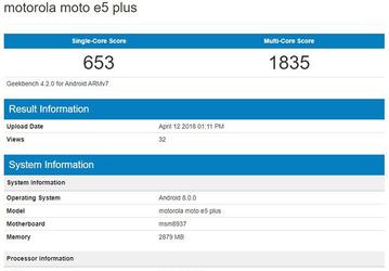 Смартфон Moto E5 Plus построен на той же платформе, что и Moto G6 Play
