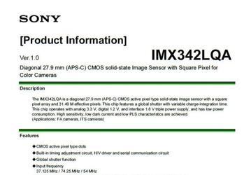 Появилась информация о датчике изображения Sony IMX342LQA формата APS-C 