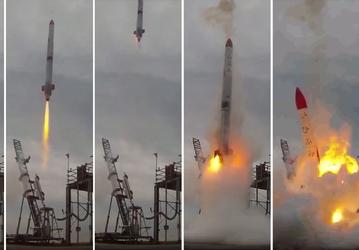 Ракета MOMO-2 разрушилась и загорелась через несколько секунд после старта