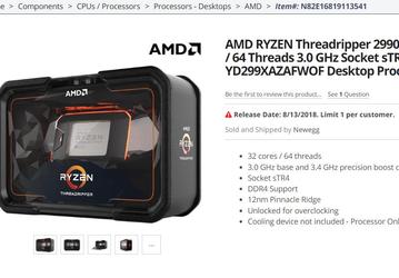 Начат прием предварительных заказов на процессоры AMD Ryzen Threadripper 2990WX, подтверждена информация о цене