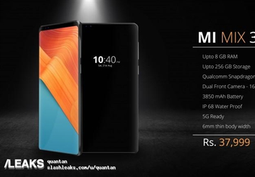 На новом изображении Xiaomi Mi Mix 3 появилась большая рамка над экраном