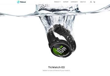 Изображение на сайте производителя говорит о водонепроницаемости часов Mobvoi Ticwatch E2 