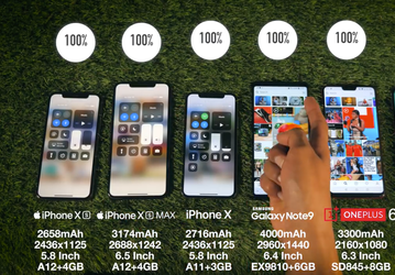 iPhone XS и iPhone XS Max сравнили по скорости разрядки аккумулятора с iPhone X и Samsung Galaxy Note9