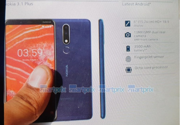 Смартфон Nokia 3.1 Plus получил шестидюймовый дисплей без брови и сдвоенную камеру