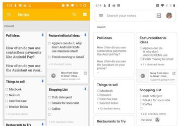 Приложение Google Keep Notes после обновления стало почти бесцветным