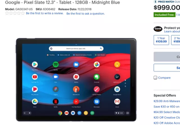 Планшет Google Pixel Slate выйдет 22 ноября
