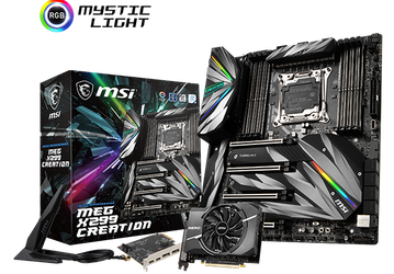 Системная плата MSI X299 MEG Creation комплектуется двумя картами расширения