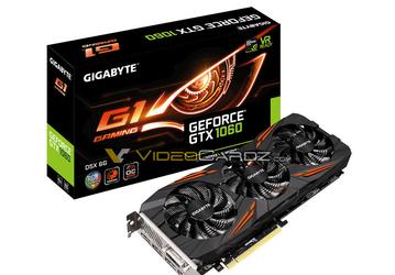 Видеокарта Gigabyte GeForce GTX 1060 с 6 ГБ памяти GDDR5X позирует на картинке