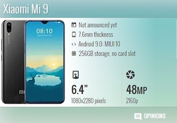 Обнародован самый полный список характеристик Xiaomi Mi 9