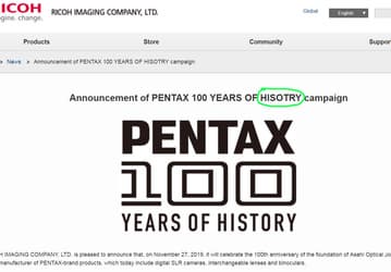 Ricoh Imaging начинает празднование 100-летия марки Pentax с ошибки