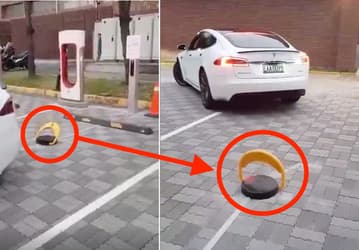 Tesla пытается бороться с пикапами на зарядных станциях Supercharger посредством специальных блокираторов