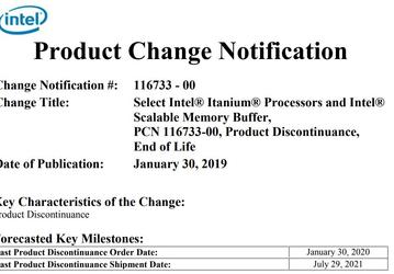 Названа дата отгрузки последних процессоров Intel Itanium 