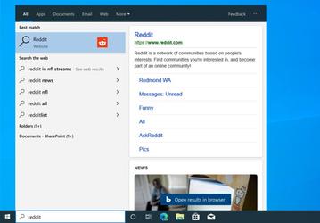 Теперь поисковая панель Windows 10 — это полноценный мини-браузер
