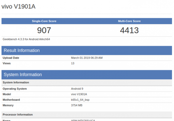 Новинка Vivo получила SoC Helio P35 и 4 ГБ ОЗУ