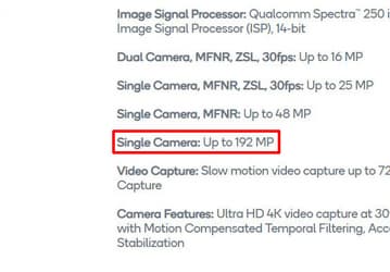 Популярные платформы Qualcomm Snapdragon среднего и топового уровней теперь поддерживают камеры разрешением до 192 Мп