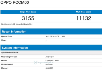 Флагман Oppo на базе SoC Snapdragon 855 показал уверенный результат в Geekbench