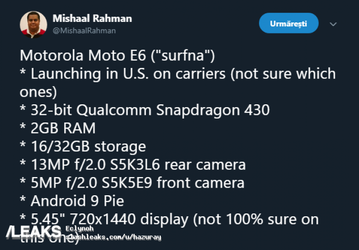 К выходу готовится дешевый смартфон Moto E6