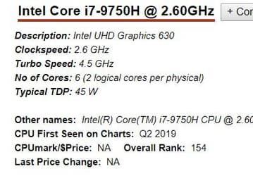 Шестиядерный процессор Intel Core i7-9750H заметно опережает предшественника в бенчмарке PassMark