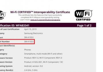 Смартфон Samsung Galaxy A10e прошел сертификацию Wi-Fi 