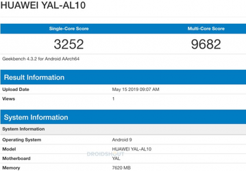 Бюджетный флагман Honor 20 Pro протестирован в Geekbench: он получил 8 ГБ ОЗУ и Android 9