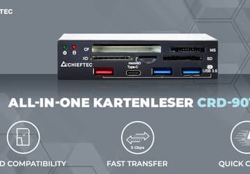 Устройство для работы с картами памяти Chieftec CRD-901H дополнено четырьмя портами USB