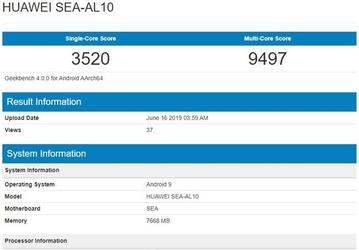 Huawei Nova 5 Pro засветился в Geekbench c Kirin 980 и 8 ГБ оперативной памяти