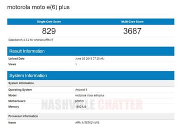 Бюджетный смартфон Moto E6 Plus замечен в Geekbench: он получил 2 ГБ ОЗУ и платформу MediaTek Helio P22