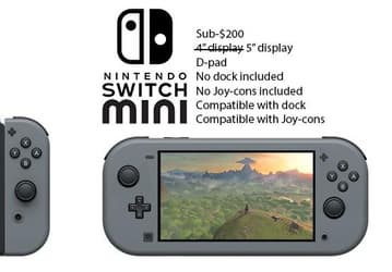 Игровой приставке Nintendo Switch Lite приписывают пятидюймовый экран и цену в 200 долларов