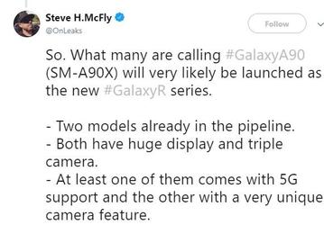 Samsung готовит новую линейку смартфонов Galaxy R, одна из двух моделей серии будет поддерживать 5G