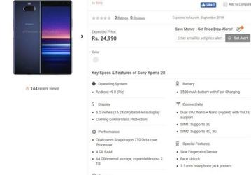 Смартфон Sony Xperia 20 замечен в магазине: Snapdragon 710, двойная камера и аккумулятор емкостью 3500 мА·ч за $350