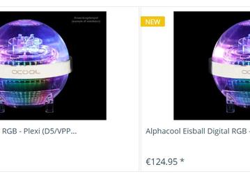 Начались продажи резервуаров Alphacool Eisball, совмещенных с помпами 