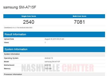 Android 10 и 8 ГБ ОЗУ. Samsung Galaxy A71 показал возможности в Geekbench