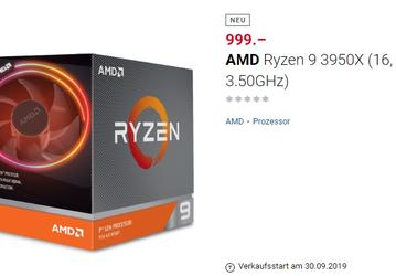 16-ядерный CPU Ryzen 9 3950X можно будет купить с 30 сентября, но цены могут быть завышены