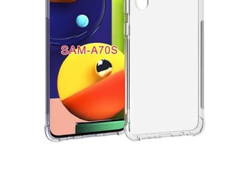 64-мегапиксельный смартфон Samsung Galaxy A70s позирует в прозрачном чехле