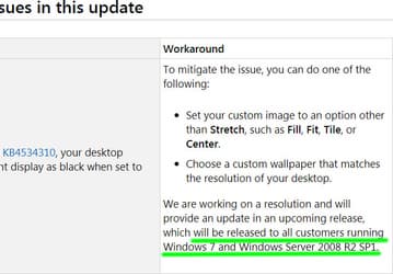 Исправление ошибки в Windows 7, из-за которой вместо обоев отображается черный фон, будет доступно всем