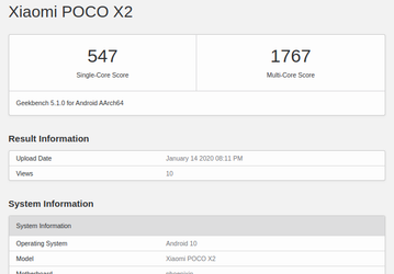 Xiaomi Poco X2 замечен в Сети