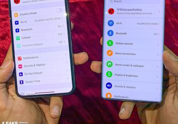 Безрамочные Huawei P40 Pro и iPhone на одном фото