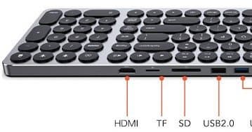 Клавиатура KD-K1 с несколькими портами USB, выходом HDMI и слотами для карт памяти может питать ноутбук