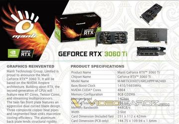 Manli подтверждает спецификации GeForce RTX 3060 Ti