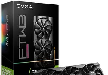 Видеокарта EVGA GeForce RTX 3060 Ti FTW3 оснащена системой охлаждения с тремя вентиляторами, а ее процессор разогнан до 1800 МГц